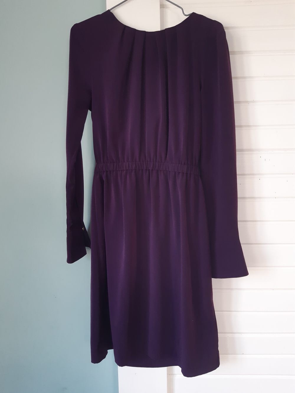 H&M Deep Purple Long-Sleeve Gathered-Waist Dress